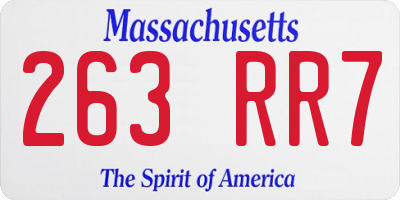 MA license plate 263RR7