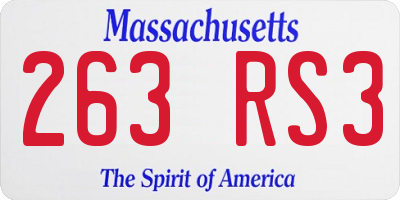 MA license plate 263RS3