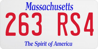 MA license plate 263RS4