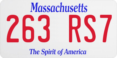MA license plate 263RS7
