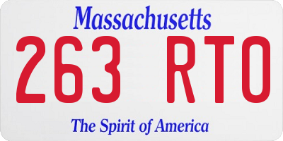 MA license plate 263RT0