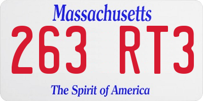 MA license plate 263RT3