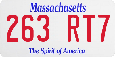 MA license plate 263RT7