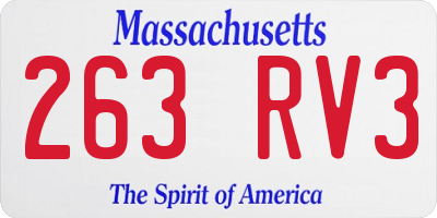 MA license plate 263RV3