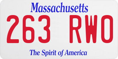 MA license plate 263RW0