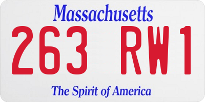 MA license plate 263RW1