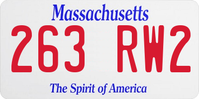 MA license plate 263RW2