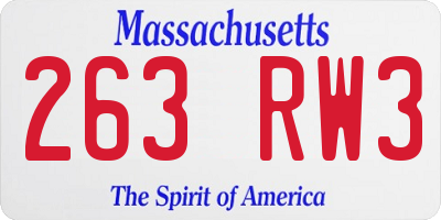 MA license plate 263RW3