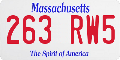 MA license plate 263RW5