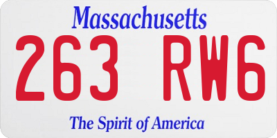 MA license plate 263RW6