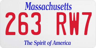 MA license plate 263RW7