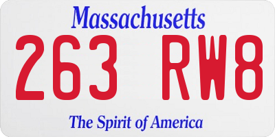 MA license plate 263RW8