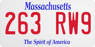 MA license plate 263RW9