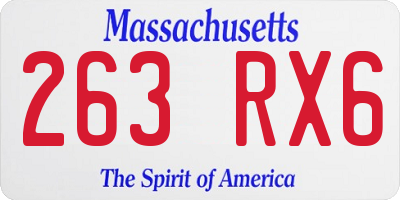MA license plate 263RX6