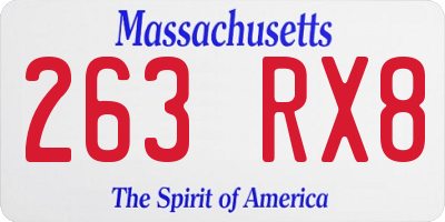 MA license plate 263RX8
