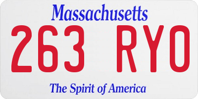 MA license plate 263RY0