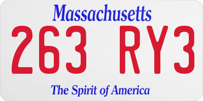 MA license plate 263RY3