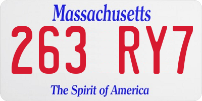 MA license plate 263RY7