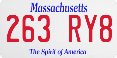 MA license plate 263RY8