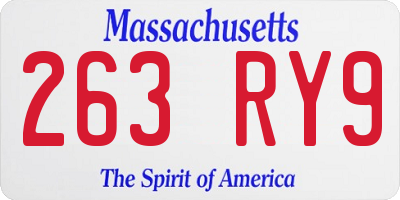 MA license plate 263RY9