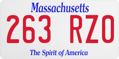 MA license plate 263RZ0