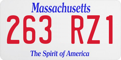 MA license plate 263RZ1