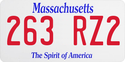 MA license plate 263RZ2