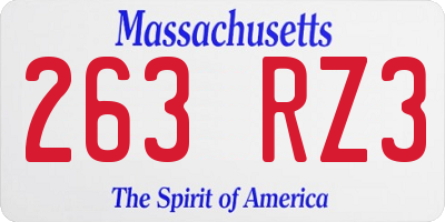 MA license plate 263RZ3