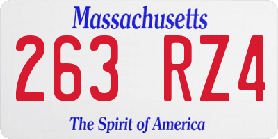 MA license plate 263RZ4