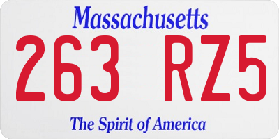 MA license plate 263RZ5