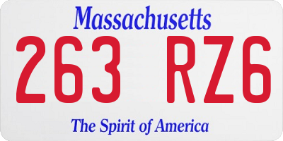 MA license plate 263RZ6