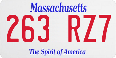 MA license plate 263RZ7