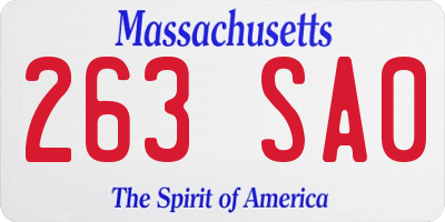 MA license plate 263SA0