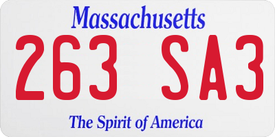 MA license plate 263SA3