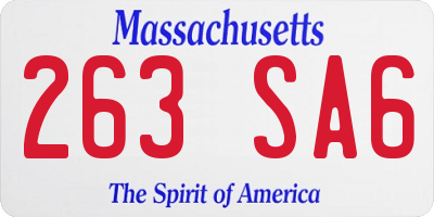 MA license plate 263SA6
