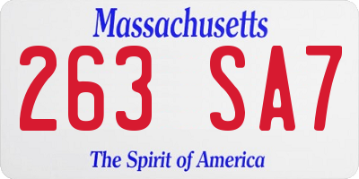 MA license plate 263SA7