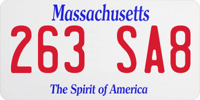 MA license plate 263SA8