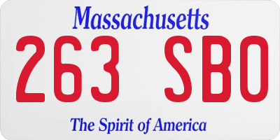 MA license plate 263SB0