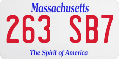 MA license plate 263SB7