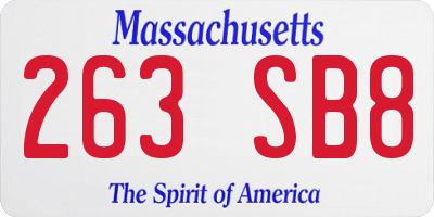 MA license plate 263SB8