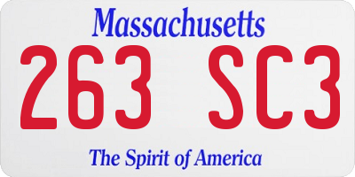 MA license plate 263SC3