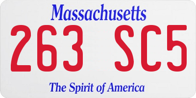 MA license plate 263SC5