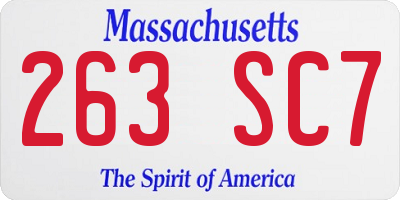 MA license plate 263SC7