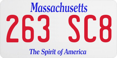 MA license plate 263SC8