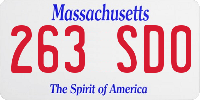 MA license plate 263SD0