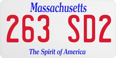 MA license plate 263SD2