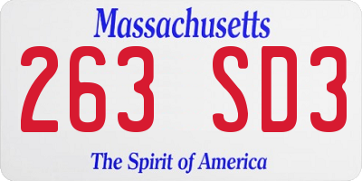 MA license plate 263SD3
