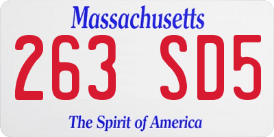 MA license plate 263SD5