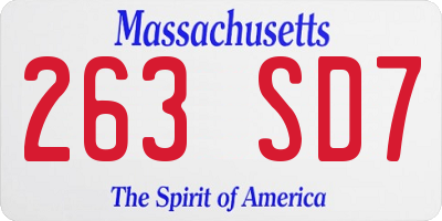 MA license plate 263SD7