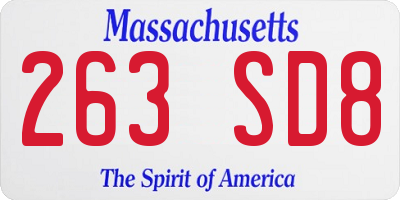 MA license plate 263SD8